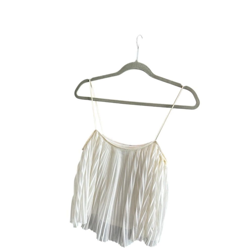 Topshop White Pleated Camisole with Spaghetti Straps